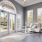 a living room with a glass door