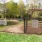 a gated area with a sign on it