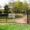 a gated area with a sign on it