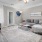 a living room with a fan